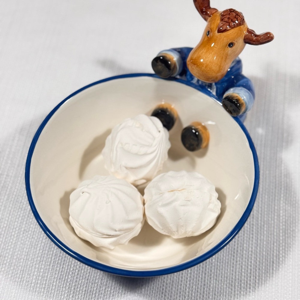 Ceramic Cow Design Bowl with White Accents